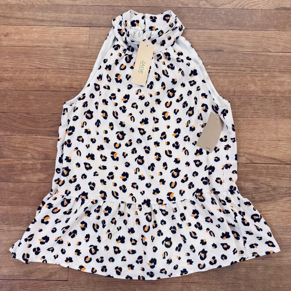 NWT Jade cheetah animal print pleated blouse shirt top size small S
 b79